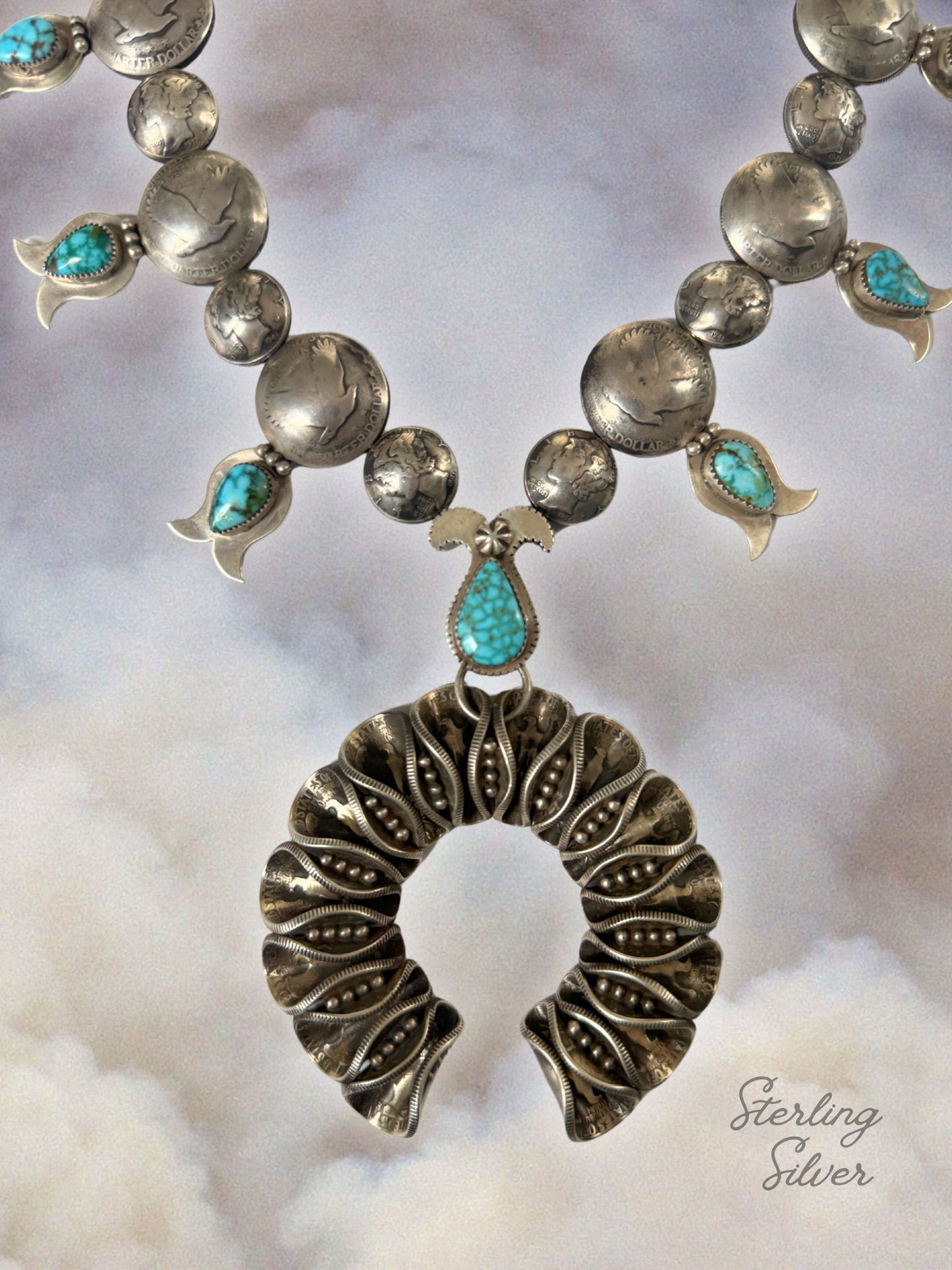 Squash Blossom Coin Necklace with Naja