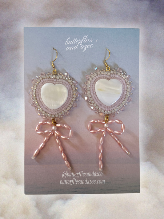 Lovestruck Bow Earrings / Transparent Pink