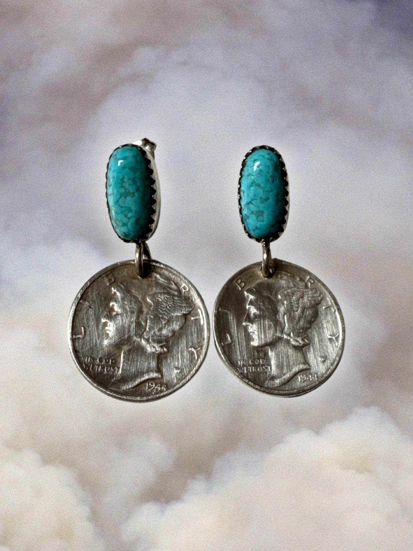 Turquoise Dime Earrings