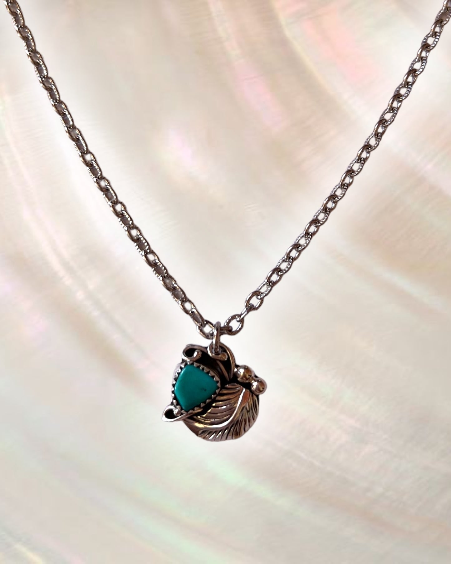 Turquoise Feather Necklace